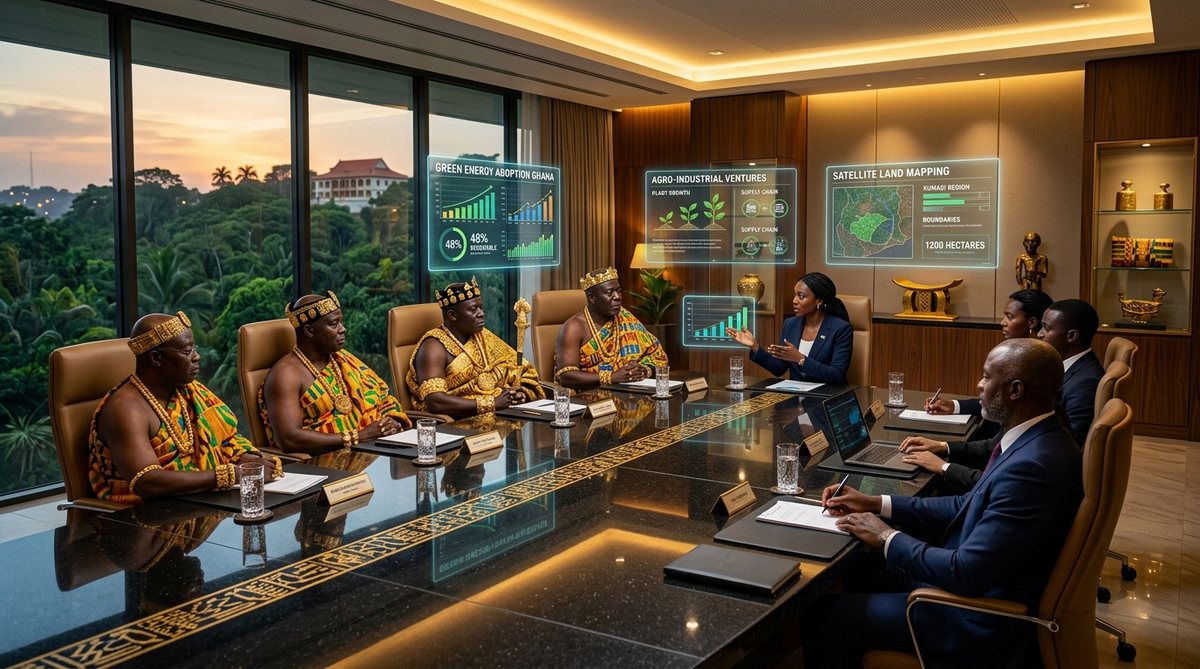 Asante Chiefs and Venture Capital Investors in Executive Boardroom